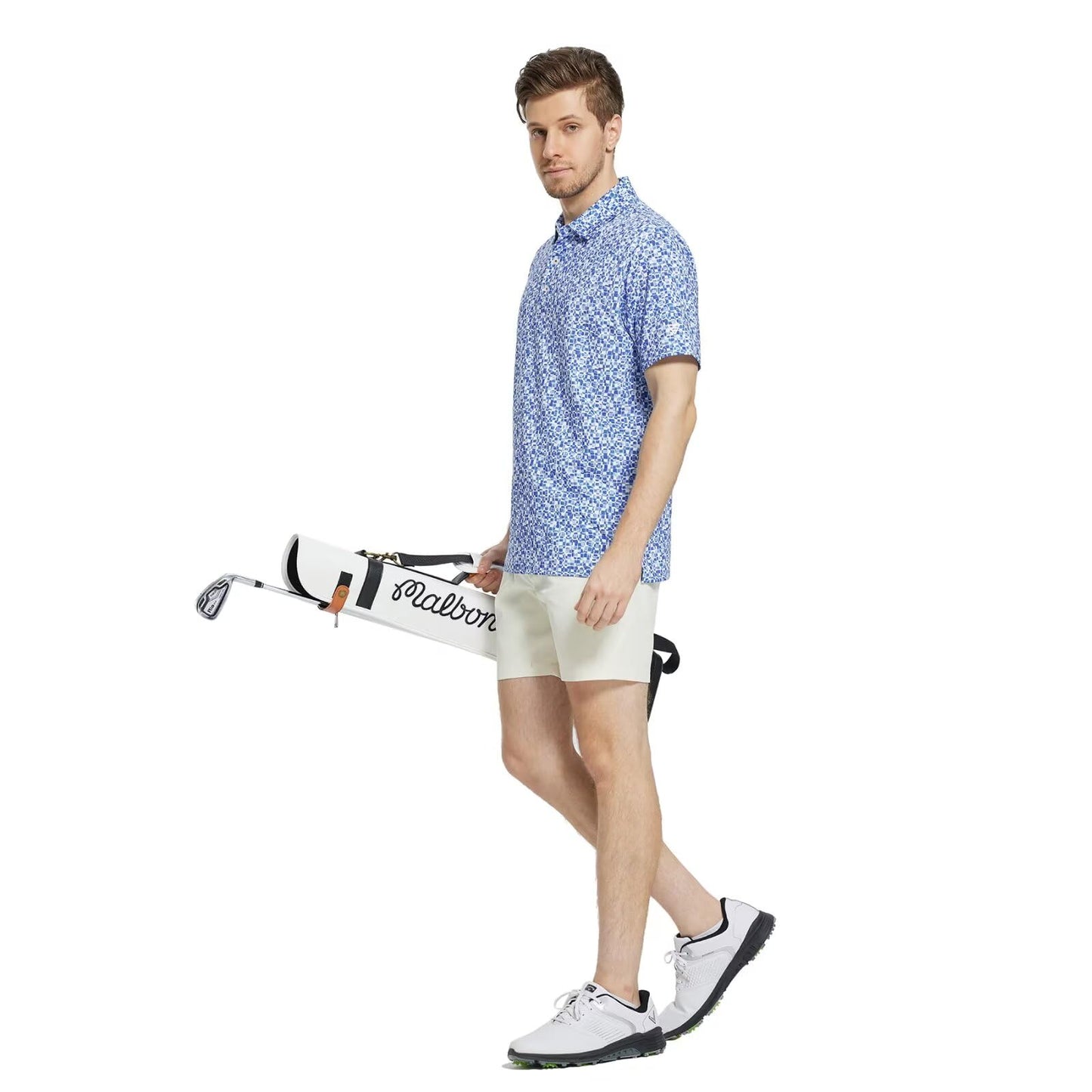 M MAELREG Golf Shirts for Men Dry Fit Print Patterns Performance Moisture Wicking Mens Polo Shirts Short Sleeve