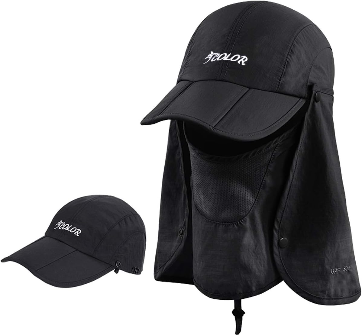 icolor Sun Hat - UPF 50+ Foldable Sun Protection Hat for Men & Women | Neck Flap & Ponytail Design