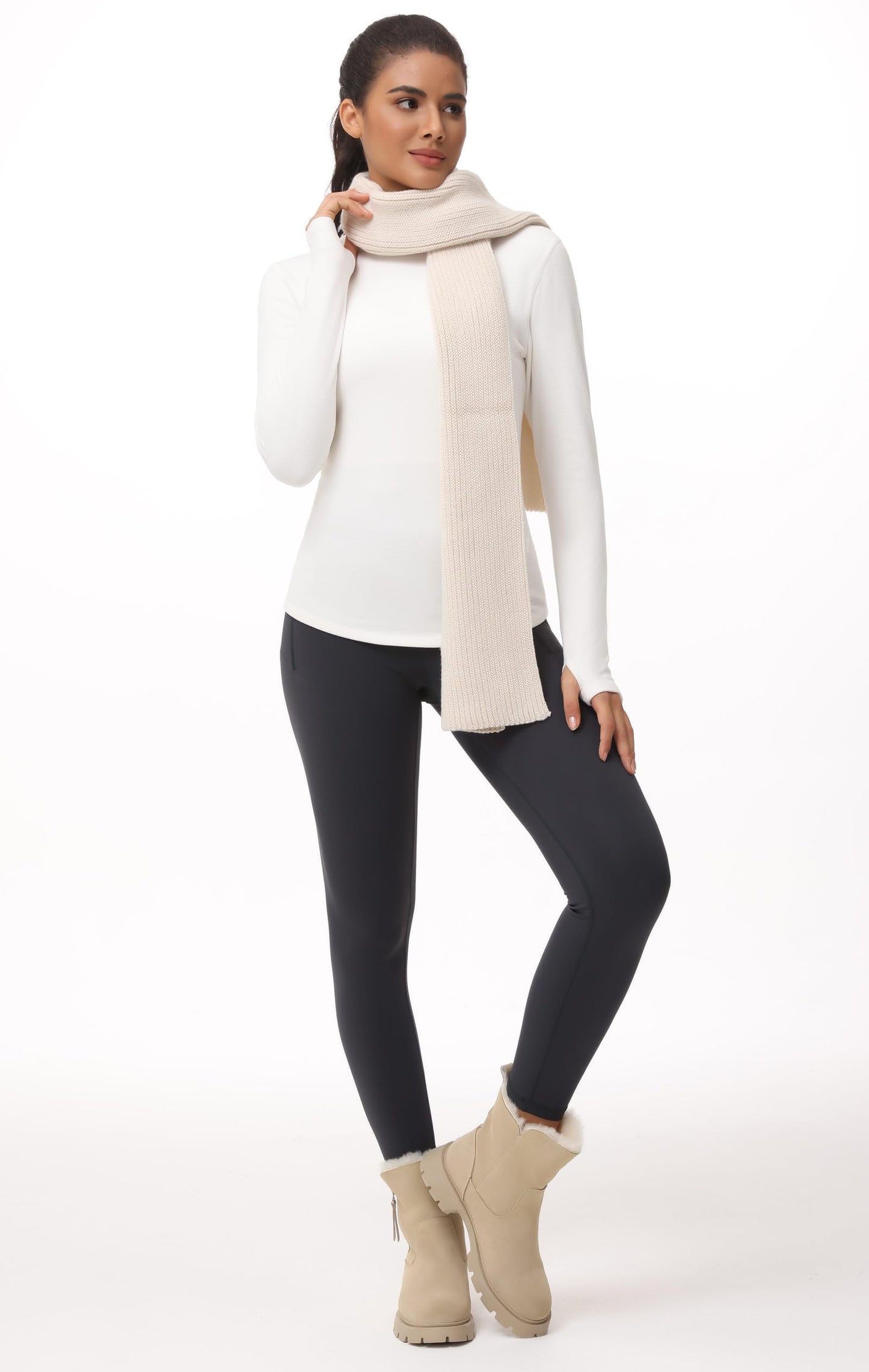 THE GYM PEOPLE Fleece Mock Turtleneck Base Layer Shirt Thermal Workout Tops