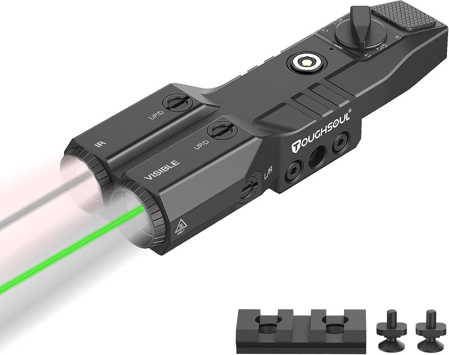 Tactical Flashlight with Green Laser | 940nm IR Illuminator & Rechargeable Low Profile Light for Rifles