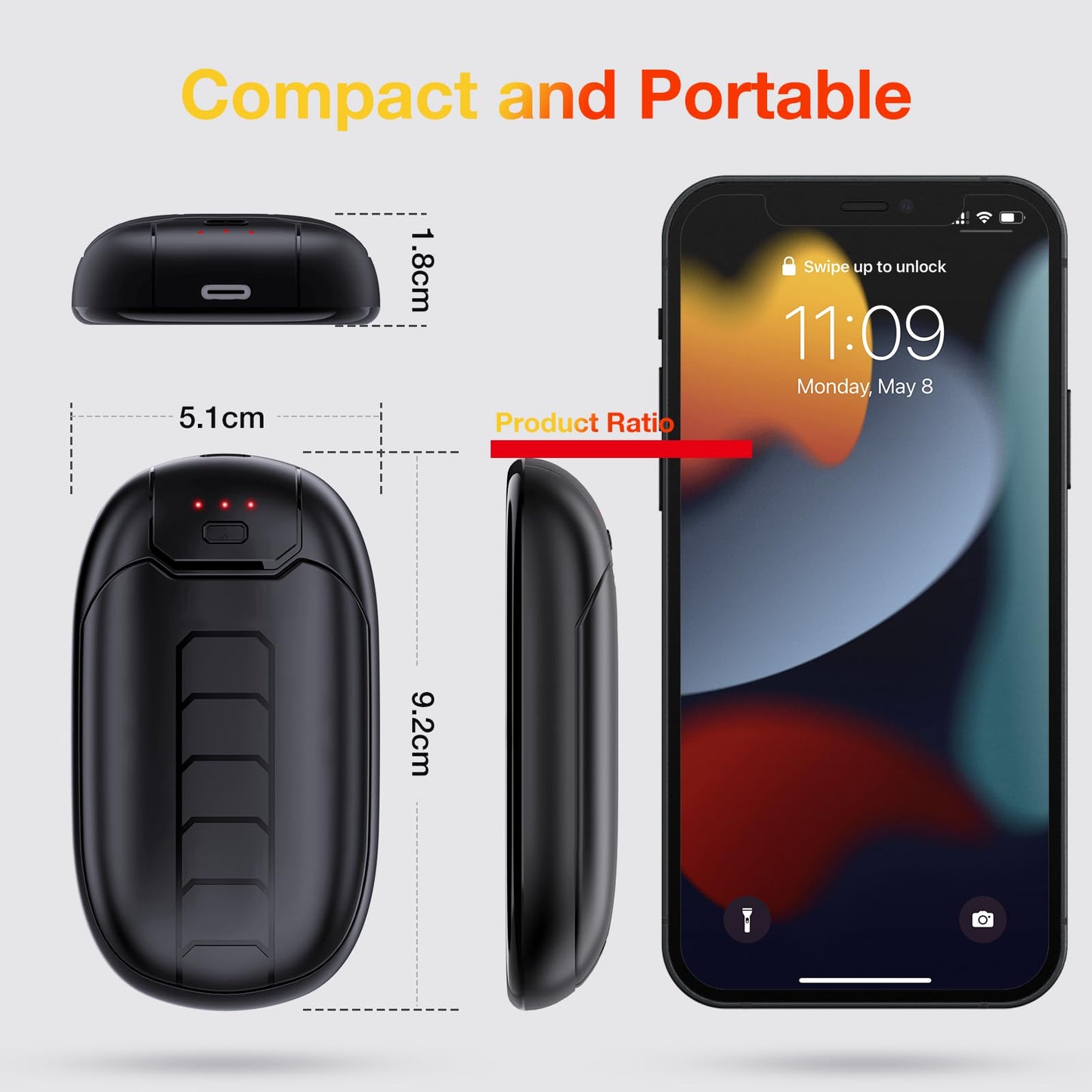 Magnetic Hand Warmers Rechargeable 2 Pack, QUIXOVA AI Electric Portable Pocket Heater Hand Warmers, 2 in 1 Reusable Handwarmers with AI Smart Chips, 12Hrs Long Safe Heat, Gifts for Christmas, Camping