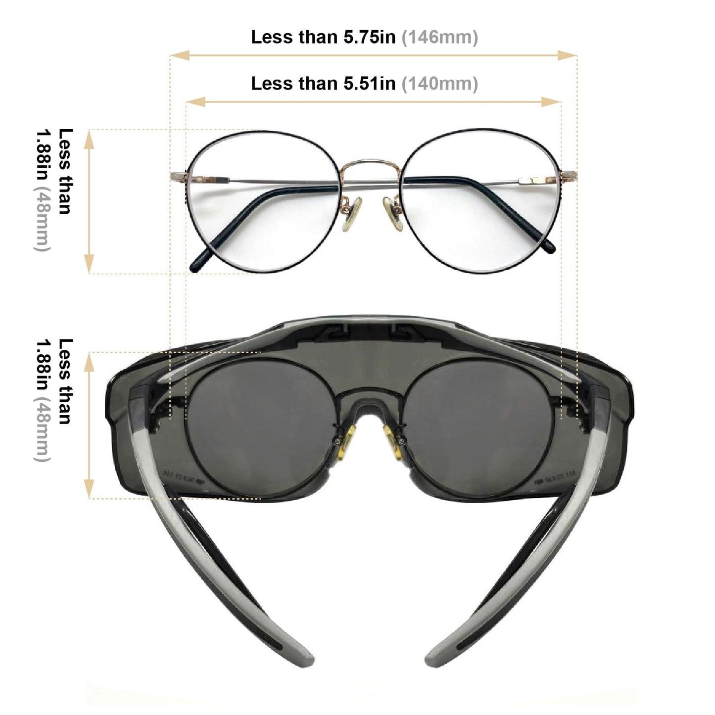 HTS HUNTERSKY 3906 ANSI Z87.1+ Anti Fog Lab Over Eyeglasses Safety Glasses Smoke Tinted Impact Resistant Lens Integrated Side Shields UV Protective OTG Goggles
