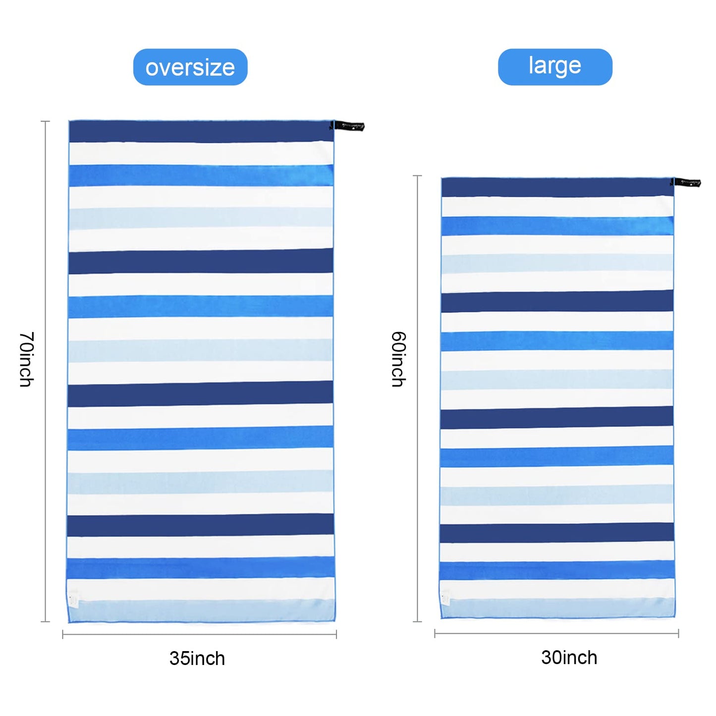 Exclusivo Mezcla 2 Pack Microfiber Quick Dry Beach Towels, Large Lightweight Sandfree Pool Towels for Swimming Camping Travel with Bag (Blue and Red, 30x60 Inches)