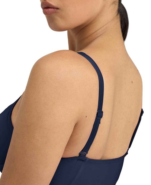 ARENA Bodylift Women's Jenny B-Cup One Piece Shaping Swimsuit Light Cross Back Sculpt Fit Tummy Control Bathing Suit, Navy, US Size 34