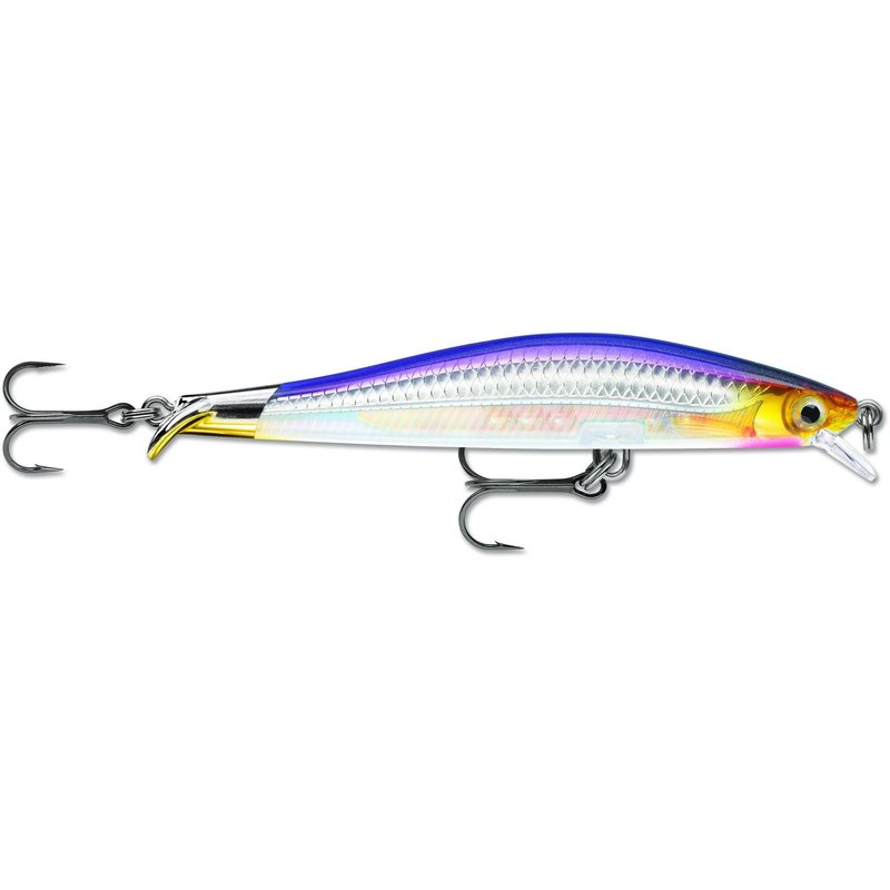 Rapala RipStop Lure, Size 12, 4 3/4" Length, 4'-5' Depth, 1/2 oz, 3-#5 Hooks, Purpledescent, Per 1