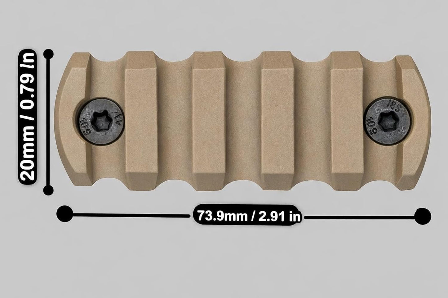 5 Slots Rail Section for M Lok Five Slots Picatinny Rail Set of 2 Pieces