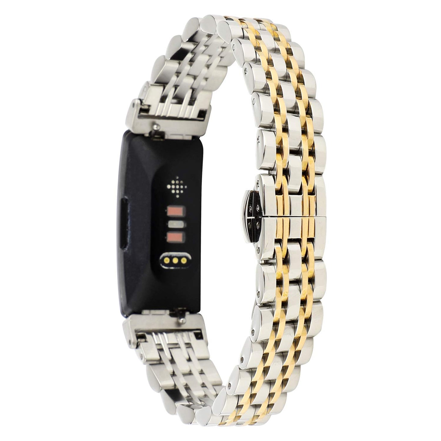 Chofit Metal Bracelet Compatible with Fitbit Inspire/Inspire HR/Inspire 2 Bands, Stainless Steel Replacement Strap Wristband Accessories for Inspire Tracker for Women (Silver-Gold)
