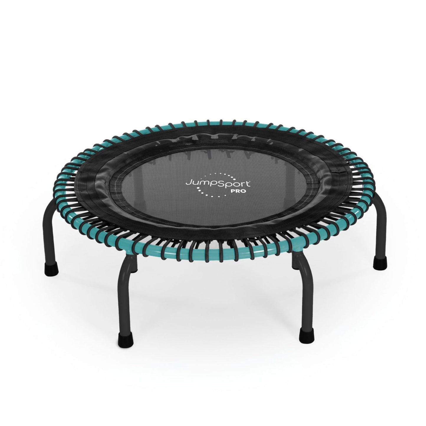 JumpSport 350 Pro Fitness 39 Inch FlexBounce Cardio Workout Indoor Trampoline with 4 Elastic Cords for Home Gyms, Teal and Black