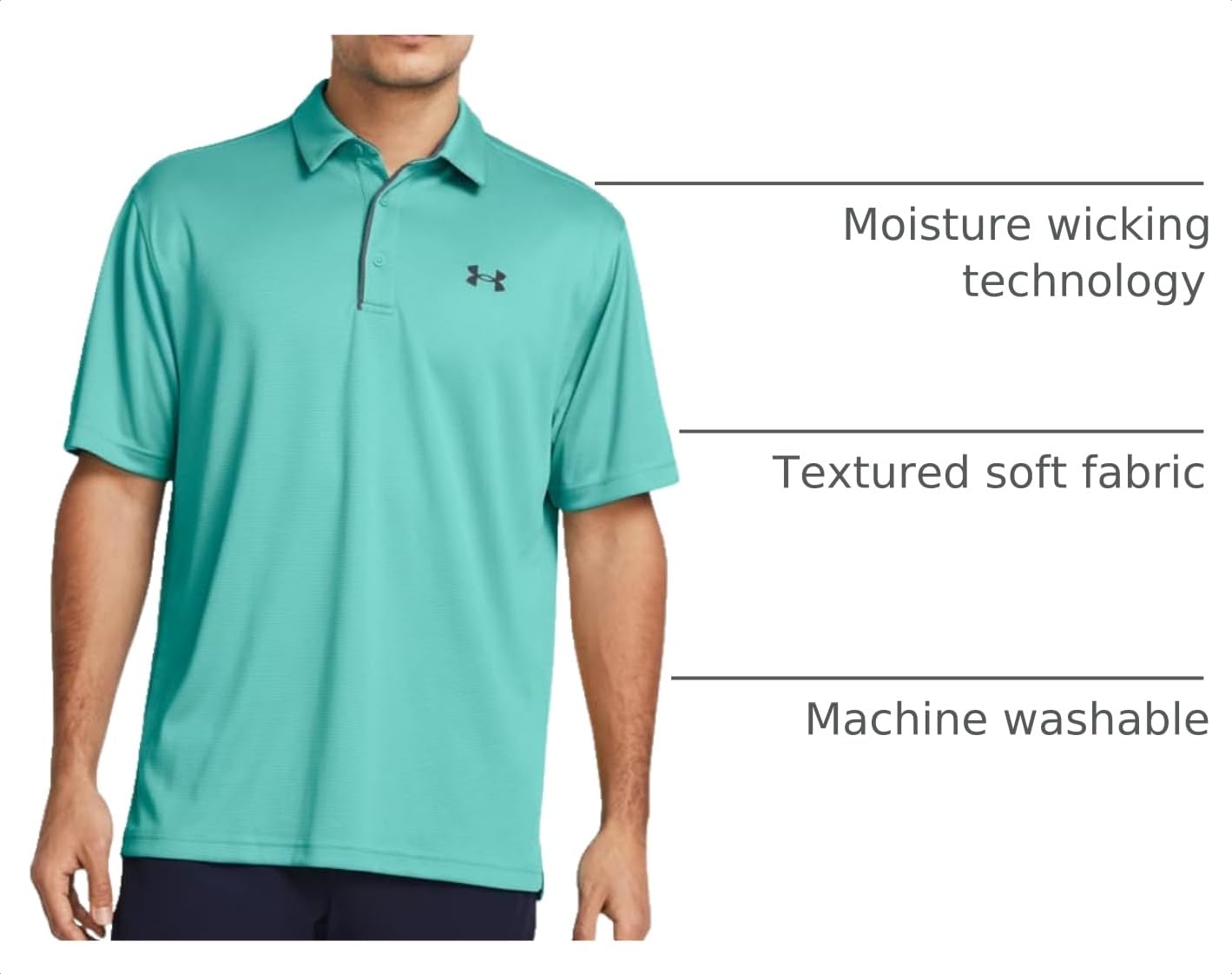Under Armour Men's Tech Golf Polo, (957) Green Wave / / Pitch Gray, 3X-Large