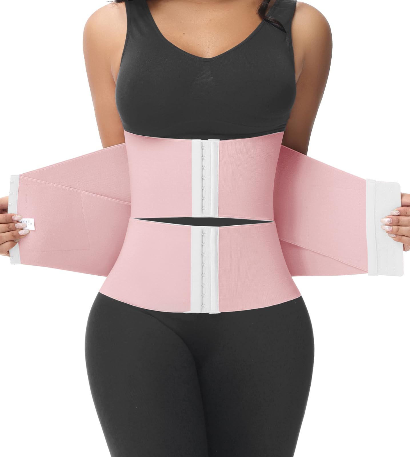 SHAPSHE Waist Trainer for Women Workout Waist Cincher Trimmer Belly Belt Segmented Tummy Control Body Shaper Triple Wrap Pink S