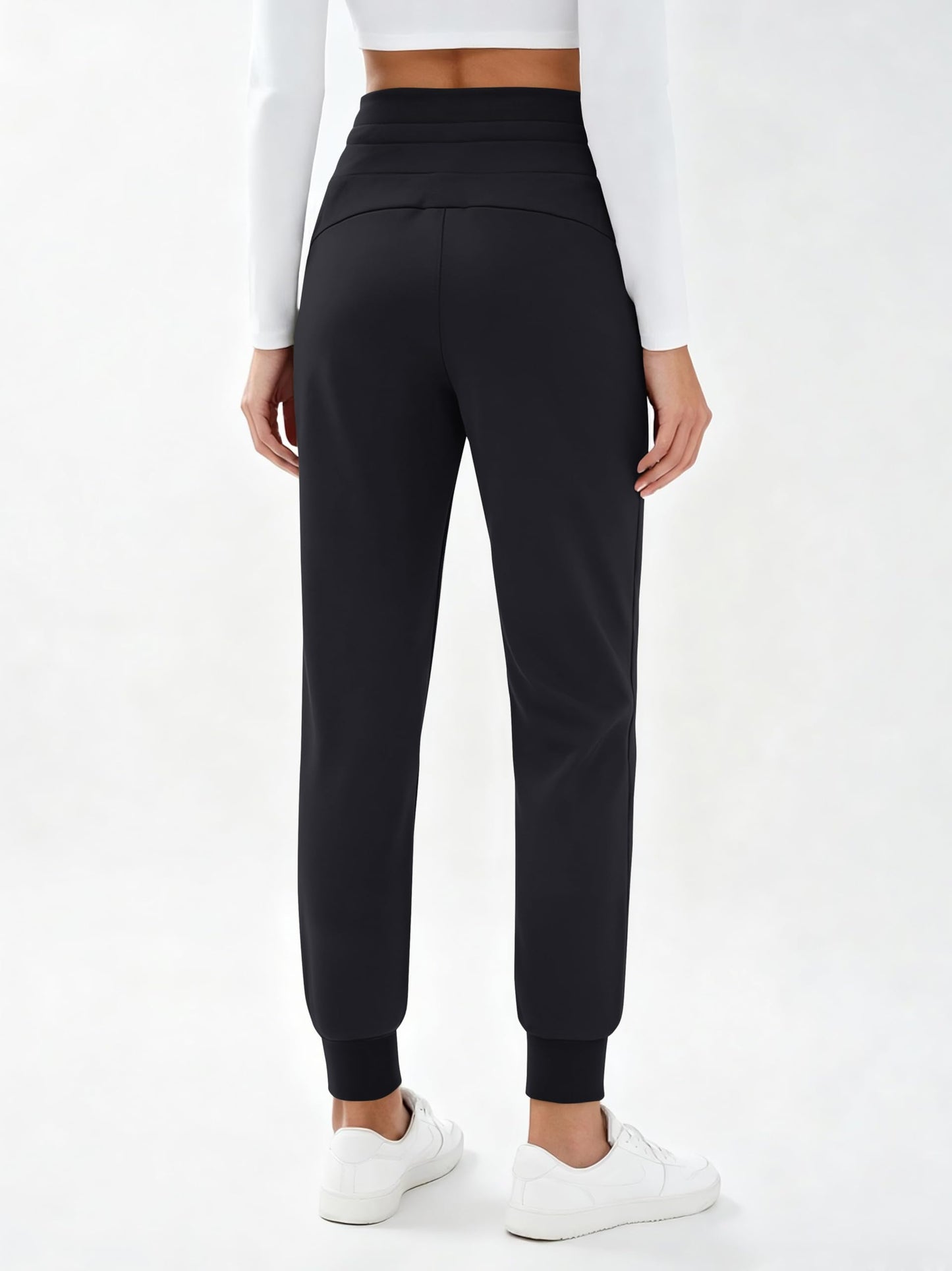 MAGCOMSEN Womens Fleece Lined Hiking Joggers Water Resistant High Waisted Insulated Cold Weather Pants Pockets Black M