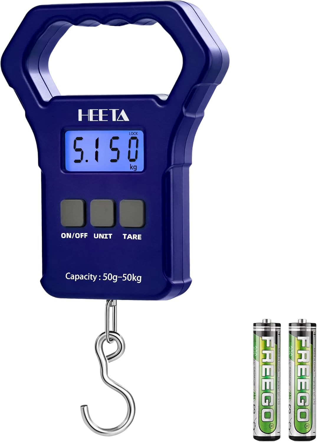 Digital Fishing Scale - 110lb/50kg Portable Hanging Weight Scale with Backlit LCD Display | Non-Slip Handle & Hook
