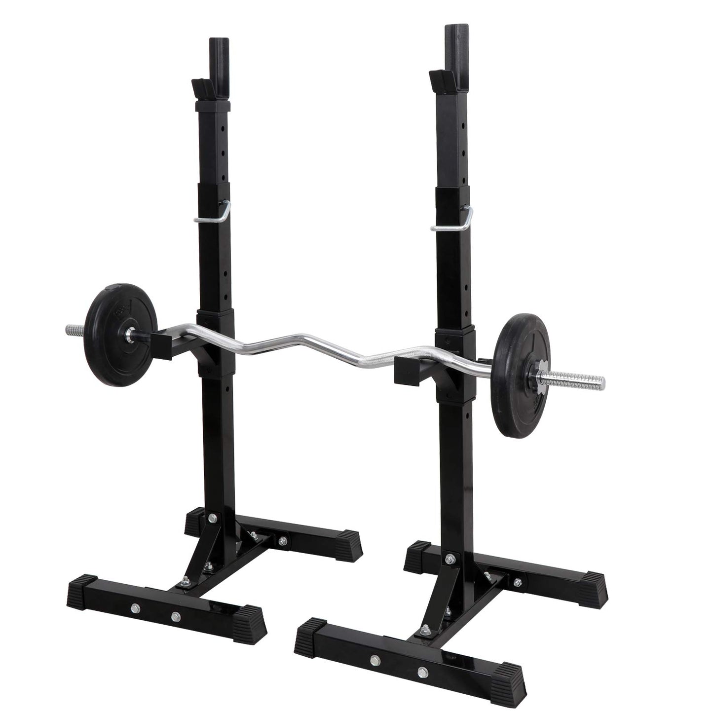 Saturnpower Pair of Adjustable Squat Rack 40inch-66inch Barbell Bracket Solid Steel Free Press Bench, Home Gym Portable Dumbbell Racks Stands, Family Sports Fitness Equipment,Black