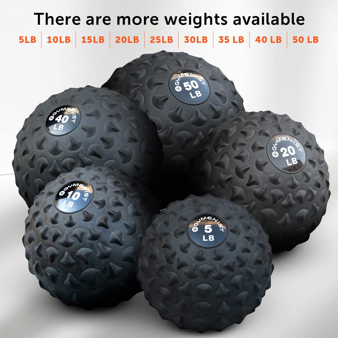 GYMENIST Weighted No Bounce Slam Ball Intensive Workout Training Gym Exercise Weight Balls Equipment (40-LB, Black Extreme)