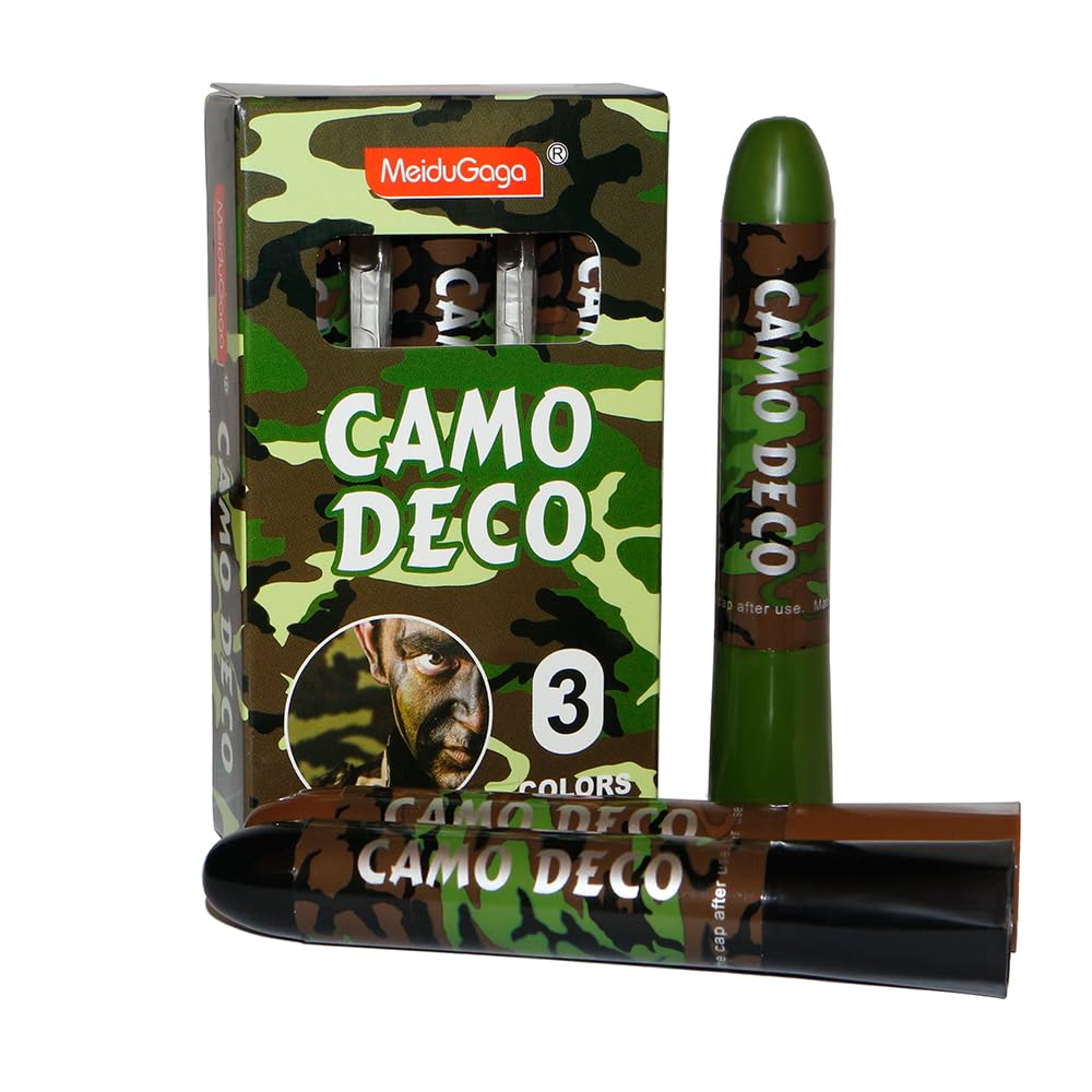 MeiduGaga Camo Face Paint Green Black Brown Hunting Face Paint for Outdoor Sports SFX Party