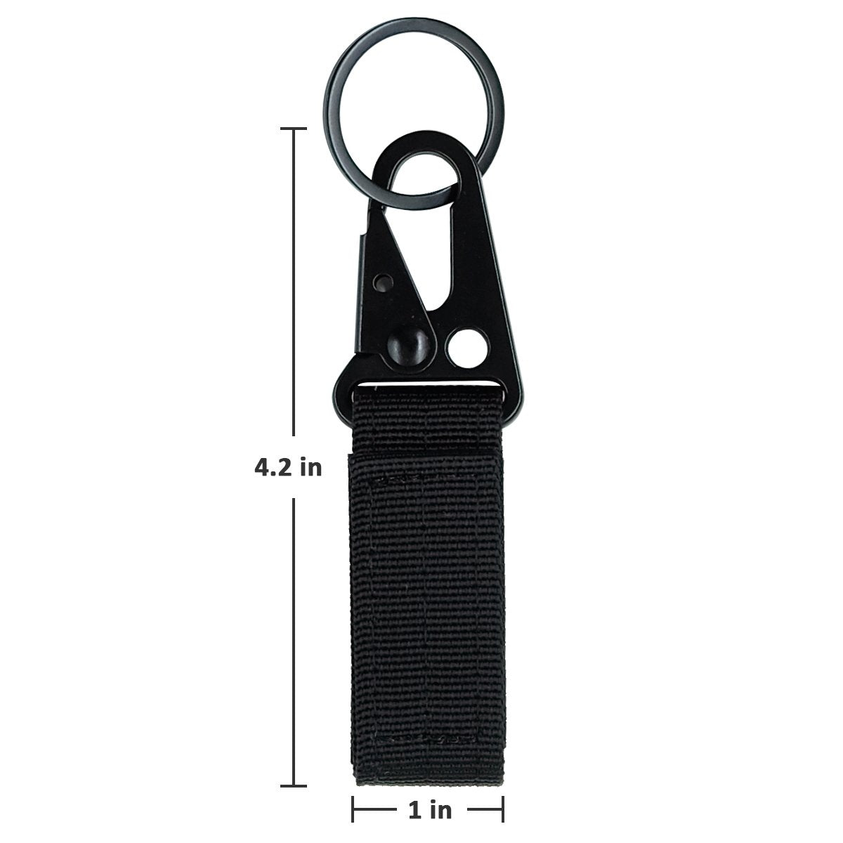 FAIRWIN Tactical Gear Clip, Nylon Key Ring Holder or Tactical Belt Keepers Military Utility Hanger Carabiner Tactical Molle Hook, Black, Tan, Green