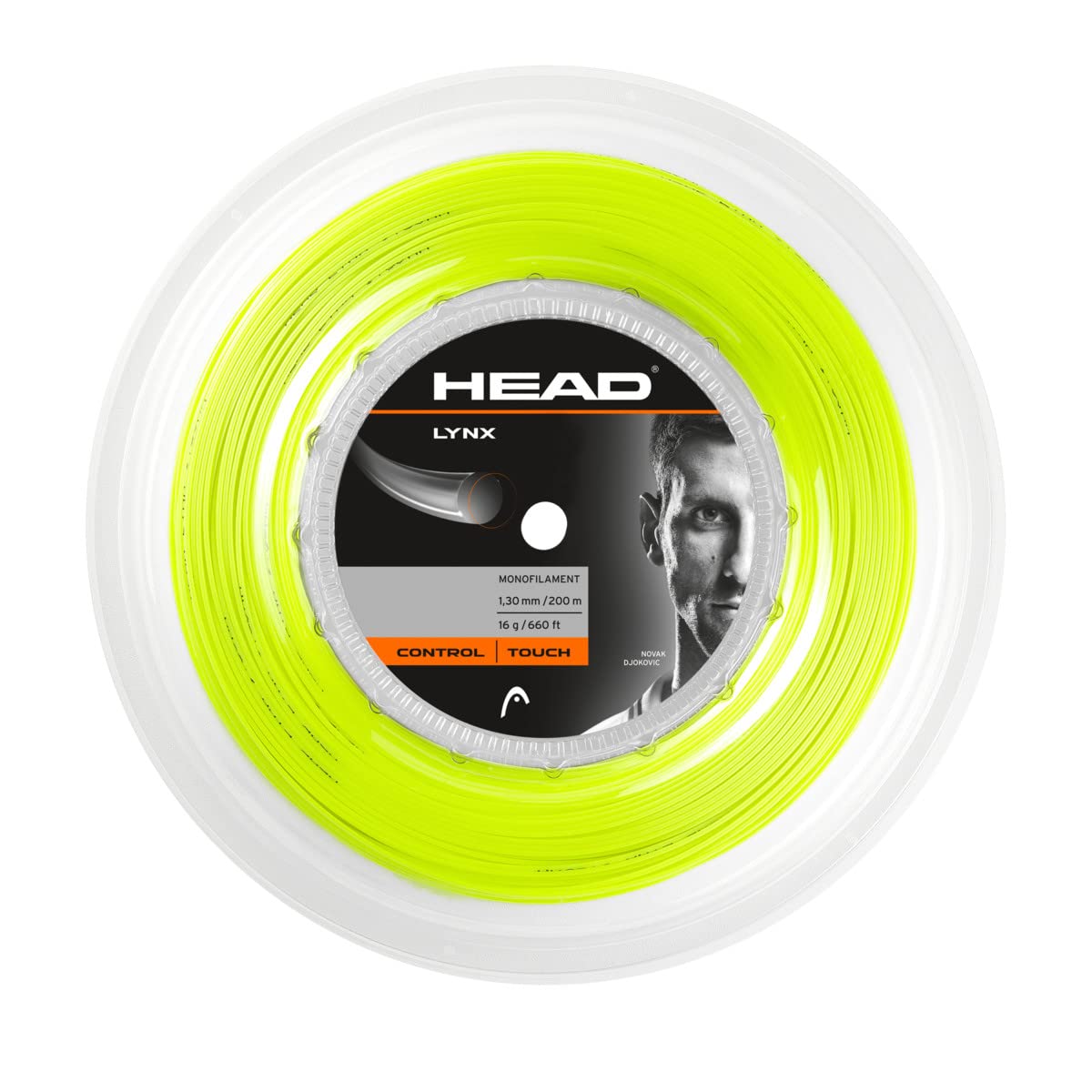 HEAD Lynx Tennis Racket String 660' Reel - 16 Gauge Monofilament Racquet String, Neon Yellow