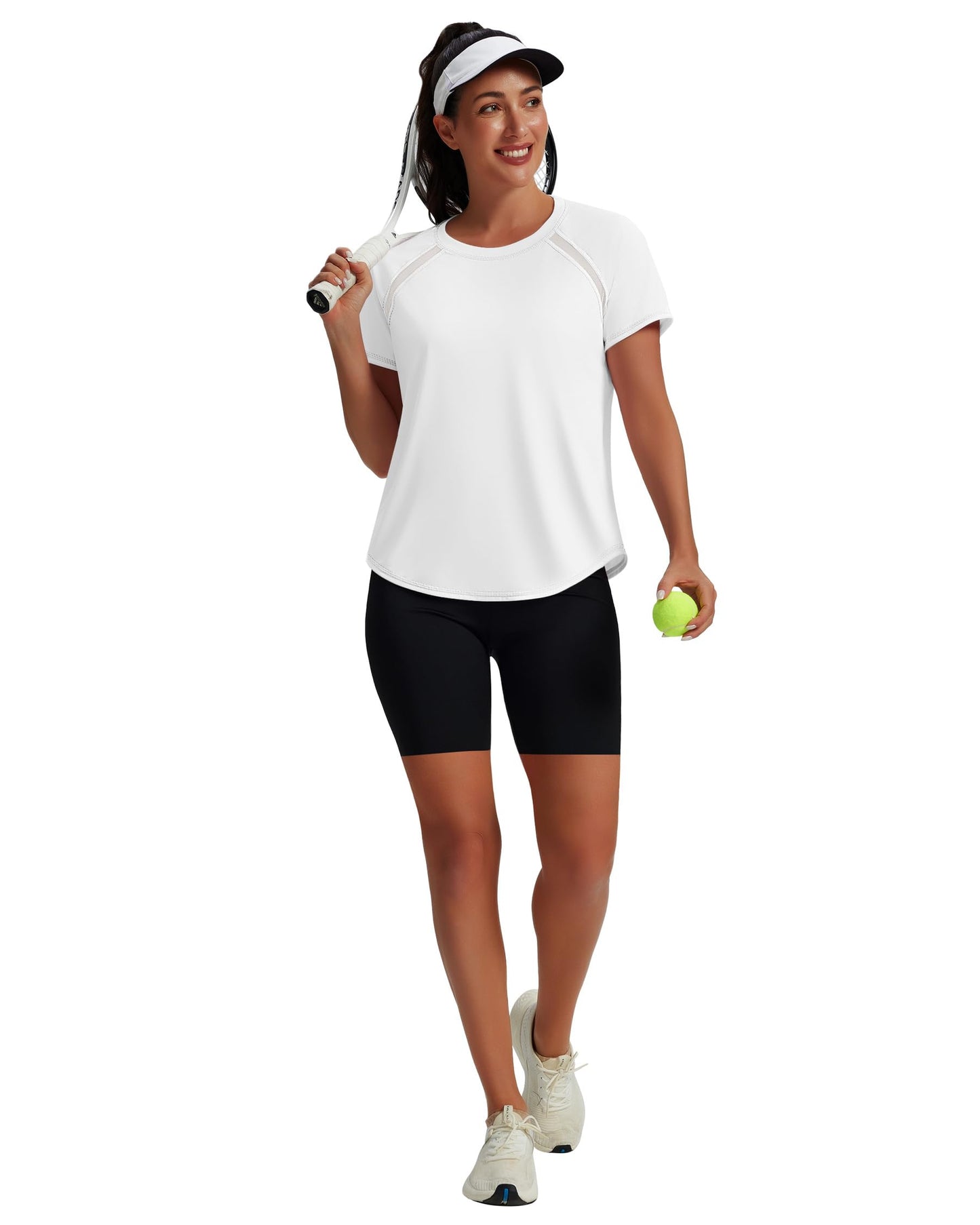 NIASHOT Workout Tops for Women Short Sleeve Pilates Shirts Athletic Yoga Fitness Clothing Ropa Deportiva para Mujer Gym Clothes White L
