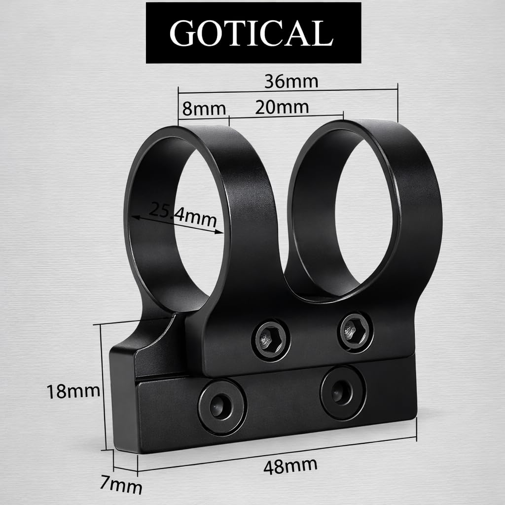 Gotical Offset Flashlight Mount 25.4mm 1" for and M Rail Systems Aluminum Black