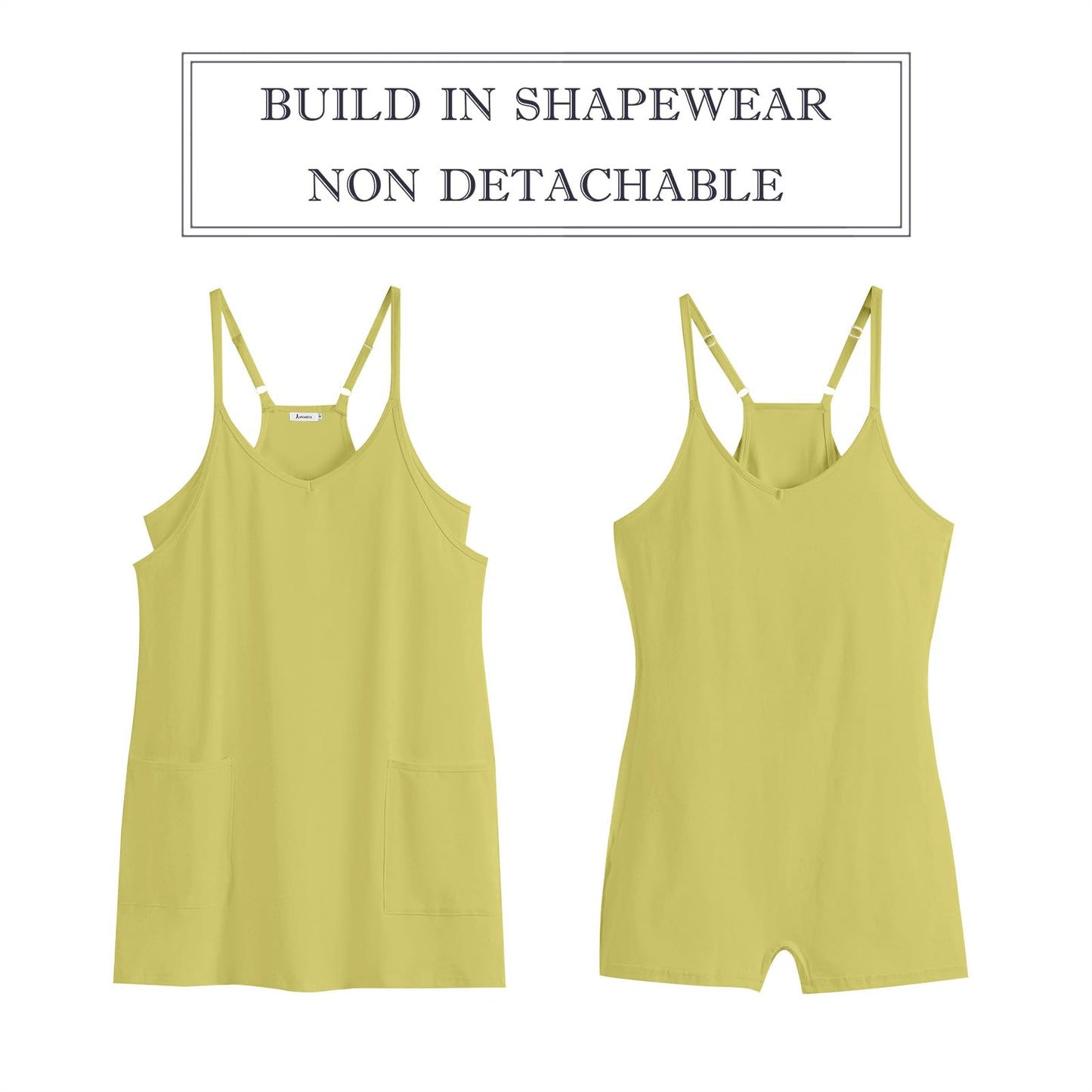ANRABESS Women Athletic Dress Summer Tennis Workout Active Sports Mini Romper Dress Built in Shorts Travel Vacation Clothes Light Green X-Large