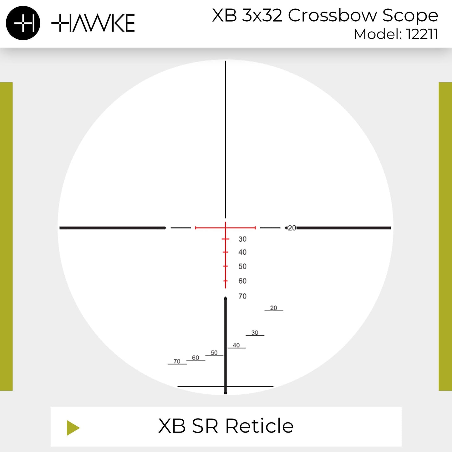 HAWKE XB 3x32 Crossbow Scope | Lightweight Illuminated Hunting Optic Calibrated for 340fps | Fully Multi-Coated Lenses, Capped Turrets, Waterproof Fogproof Shockproof 1" Tube, XB SR Reticle (12211)