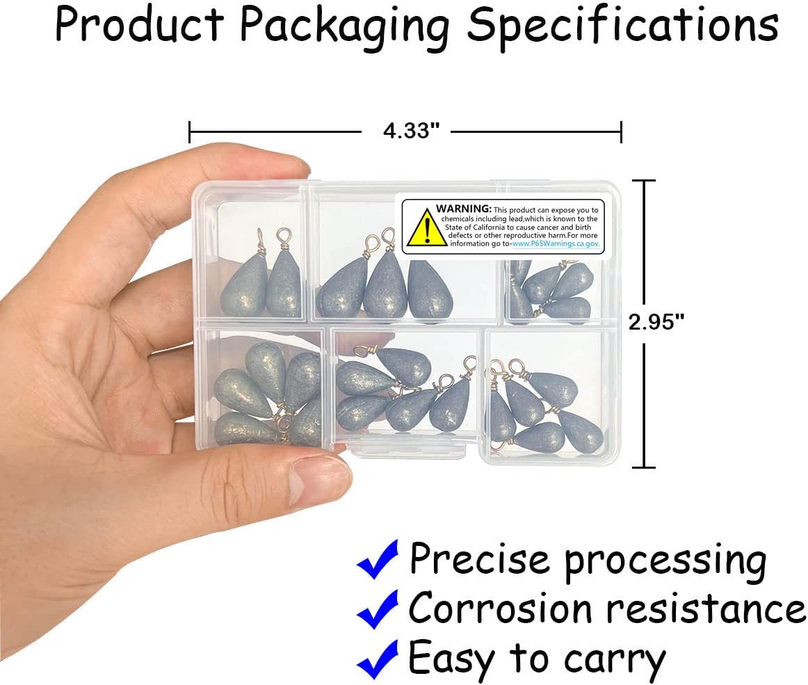 Fishing Weights Sinkers Kit - 25-Piece Assorted Bass & Catfish Weights for Saltwater & Freshwater Fishing
