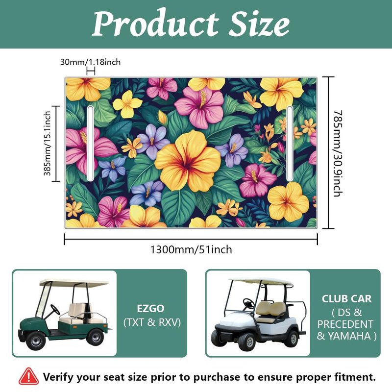 peacoblue Golf Cart Seat Covers Towel Tropical Flowers 100% Microfiber 51"x31" Golf Cart Seat Blanket Cushions Golf Accessories Universal Fit for Club Car EZGO Yamaha Precedent 2-Seat Golf Carts
