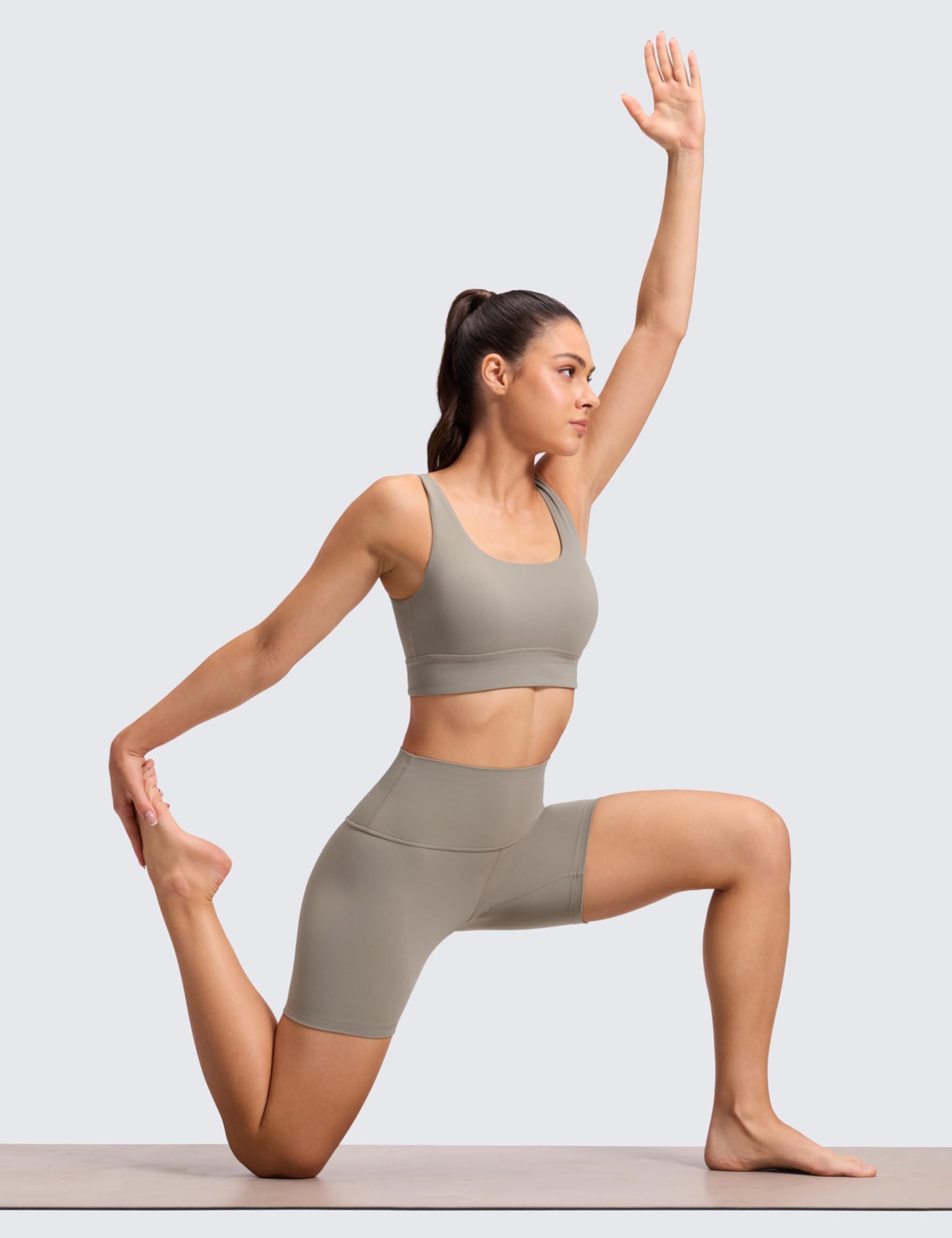CRZ YOGA ButterLuxe Biker Shorts 6" - High Waisted Workout Running Volleyball Spandex Yoga Womens Warm Ash Grey Small