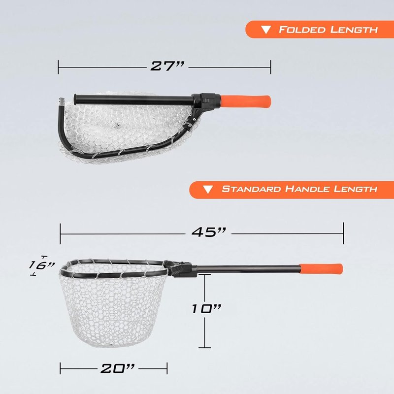 KastKing Brutus Fishing Net - Foldable & Extendable Fish Landing Net | Lightweight EVA Foam Handle, 44lbs Capacity