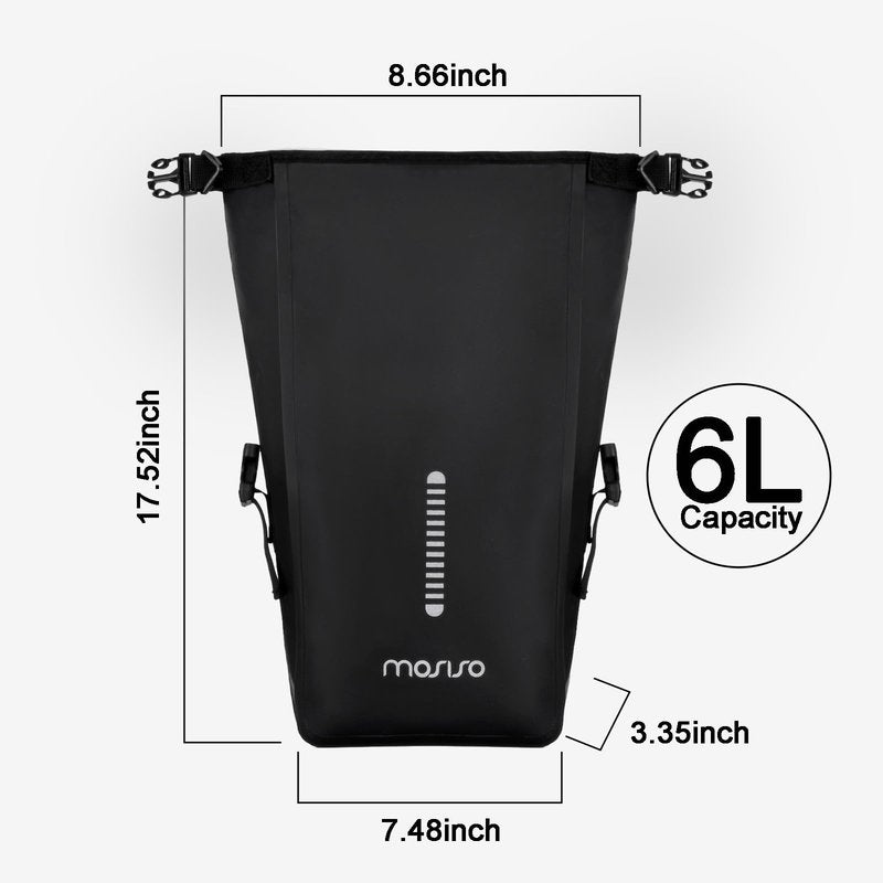 MOSISO Bike Front Fork Bag Waterproof 6L Bike Pannier Saddle Bicycle Fork Rack Bag, Bicycle Shoulder Pouch Cycling Accessories Pouch with Reflective Strips for Road Mountain Cycling, Black