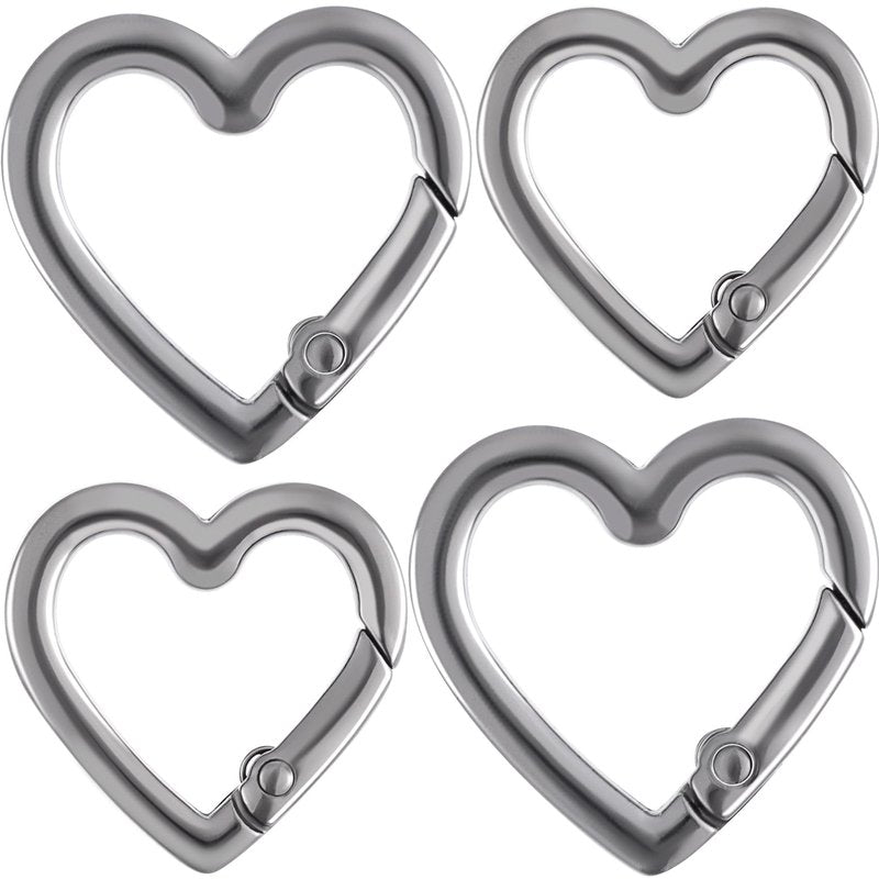HINZIC 4pcs Heart Shaped Keychain Clip, Zinc Alloy Heavy Duty Heart Keychain Clip, Spring Snap Clasp Hook for Camping Hiking Fishing Traveling- Gold