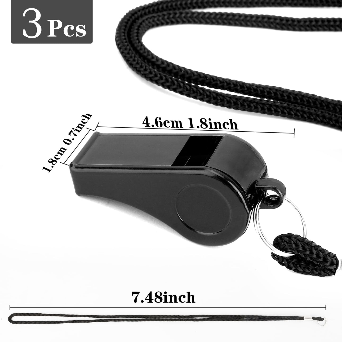 Whistle, Whistle for Coaches, 3 Pack Plastic Whistles for Adults, Coach Whistles with Lanyard, Referee Whistle Loud Crisp Sound Whistle Emergency for Teacher Polices Officials Sport Training Lifeguard