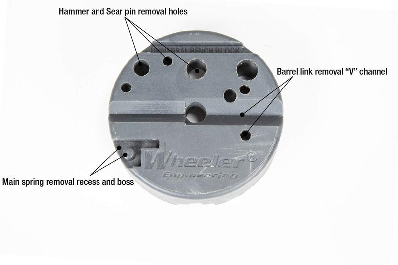 Wheeler Universal Bench Block with Non-Marring Construction and Multiple Uses for Pistols, Gunsmithing and Maintenance