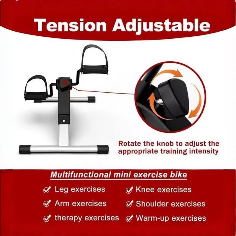 Under Desk Bike Pedal Exerciser, Mini Exercise Bike for Arms and Legs, Foldable Desk Bike with LCD Display & Adjustable Resistance