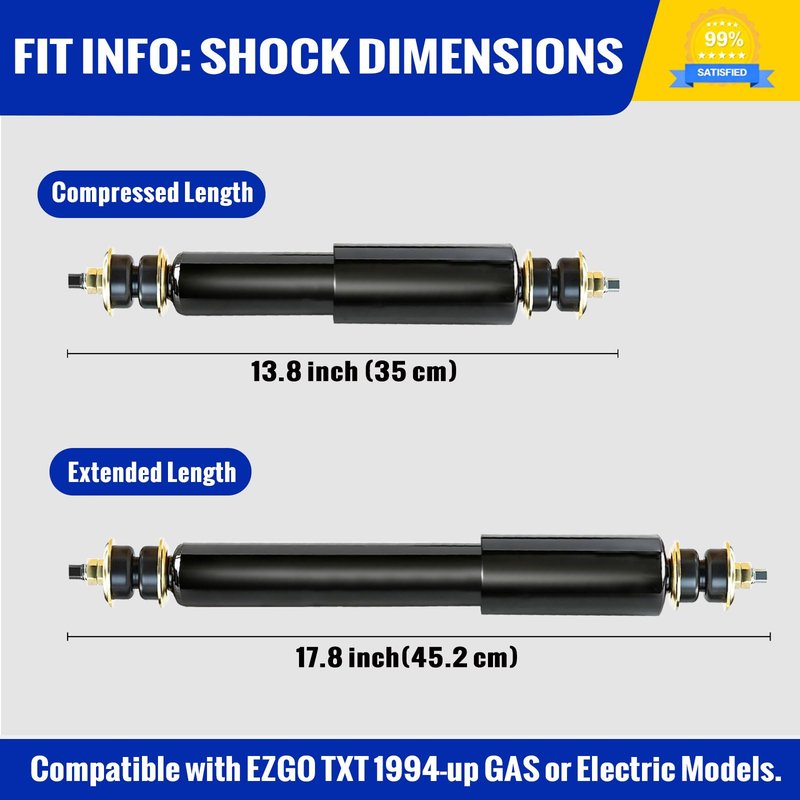 Roykaw Golf Cart Front and Rear Shock Absorbers,fit for EZGO TXT 1994-up Gas or Electric Models,OEM# 76418-G01, 76419-G01,70248-G01, 70324-G01, 70928-G01，2pcs