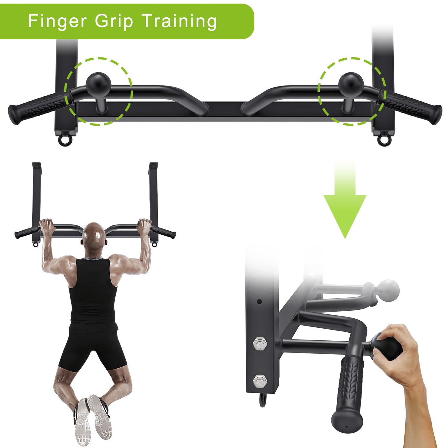 Kipika 32" Ceiling Mounted Pull Up Bar - Heavy Duty, Highly Adjustable, Multifunctional - Home Gym System with Punching Bag Hanger and Resistance Bands Training