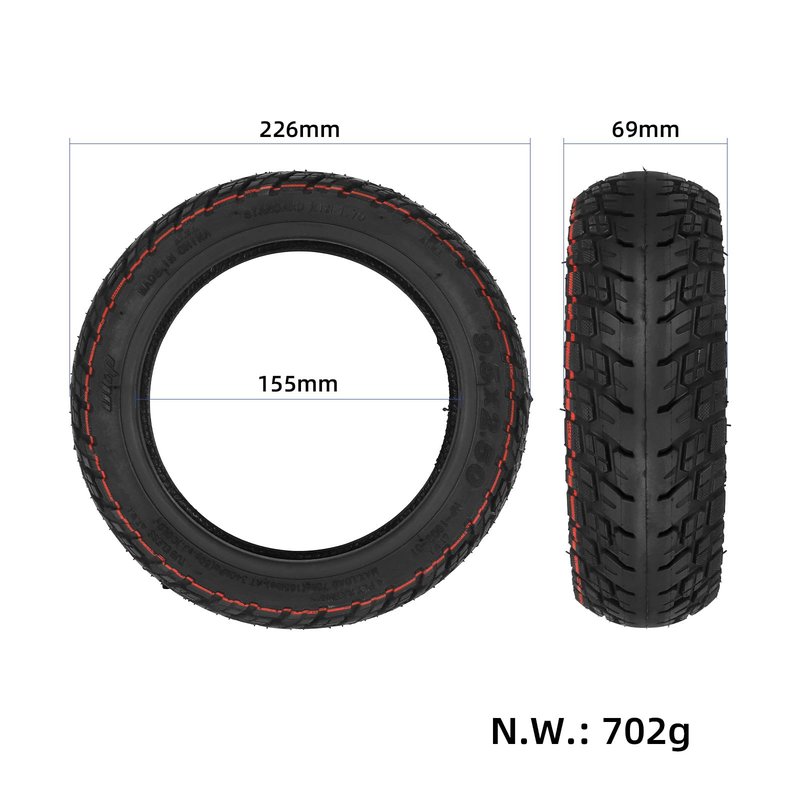 LHROPA 9.5 x 2.5 9.5" Rubber Built-in Self-repair Puncture-proof Tubeless Tire + Straight nozzle Repairable for NIU Kick Scooter KQi3 Sport/Pro/Max Electric Scooter Live Glue Tyre Parts (1)