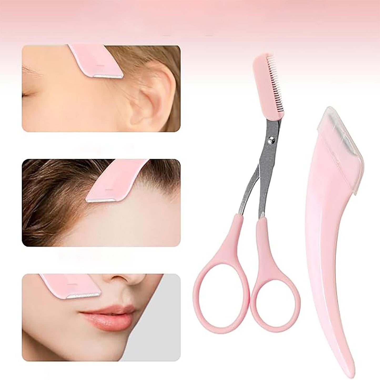 Eyebrow Trimming Kit Stainless Steel Scissors and Razor with Comb Professional Brow Grooming Tools for Precise Shaping