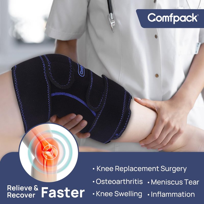 Comfpack Large Ice Pack for Back Pain Relief with Compression Air Pump, Lumbar Support Brace with Hot Cold Therapy Gel Pack for Sciatica, Coccyx, Scoliosis Herniated Disc, Spine Surgery