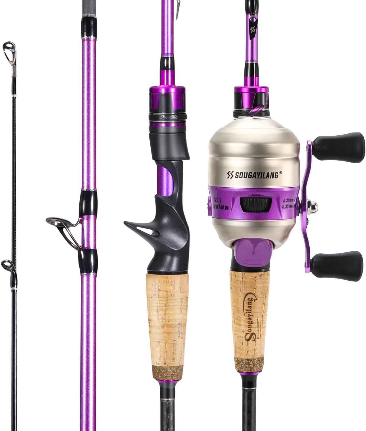 Sougayilang Spincast Reel & Fishing Rod Combo - 5'9" Durable Carbon Rod, Quickset Anti-Reverse Reel | Perfect for Anglers