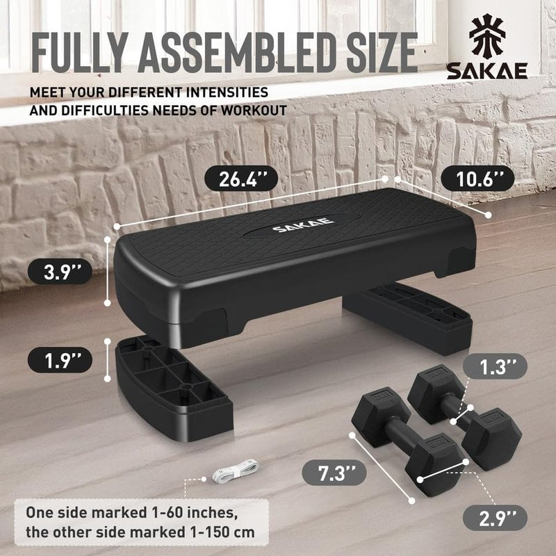 Adjustable Height Aerobic Stepper Set - Versatile Workout Platform with Dumbbells, Kettlebell & Ankle Weights | 4 Color Options