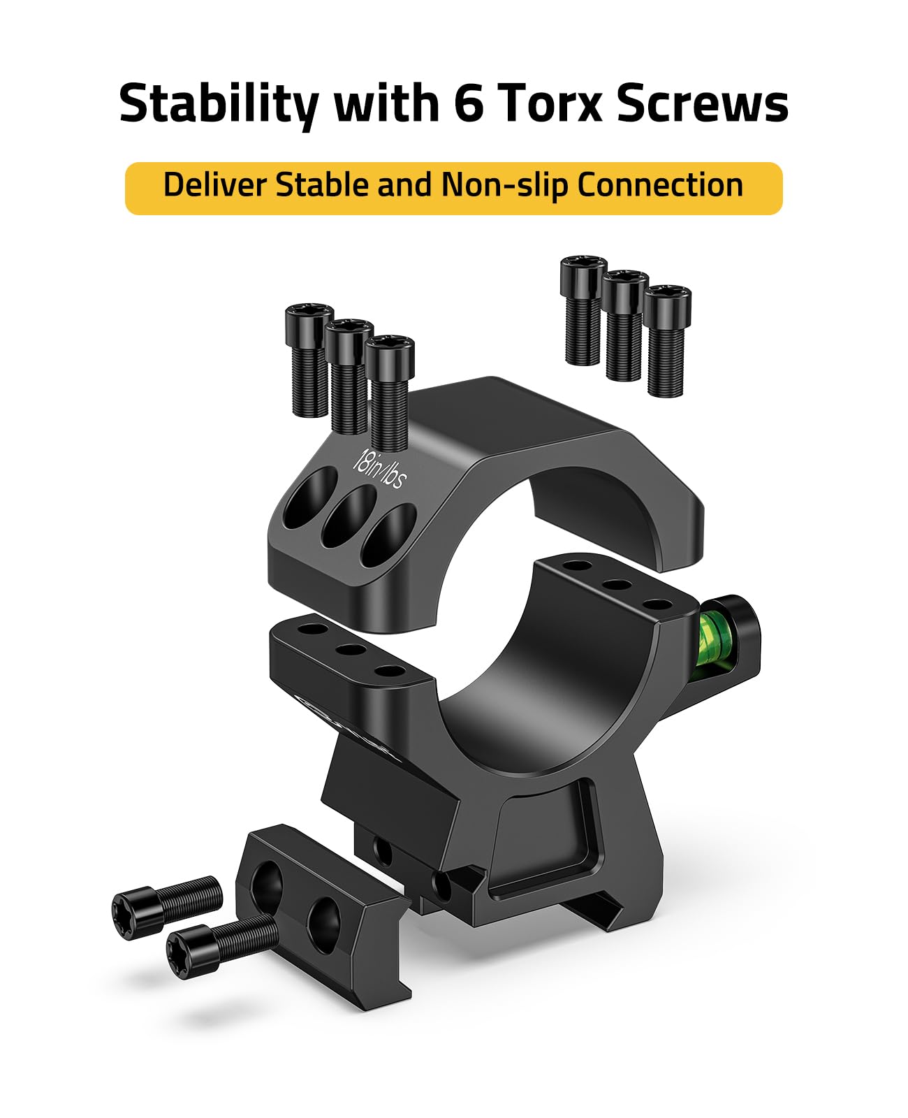 CVLIFE 30mm High Profile Scope Rings - Precision Scope Mount with Integrated Level Bubble for Picatinny and More Rails - 2 Pieces