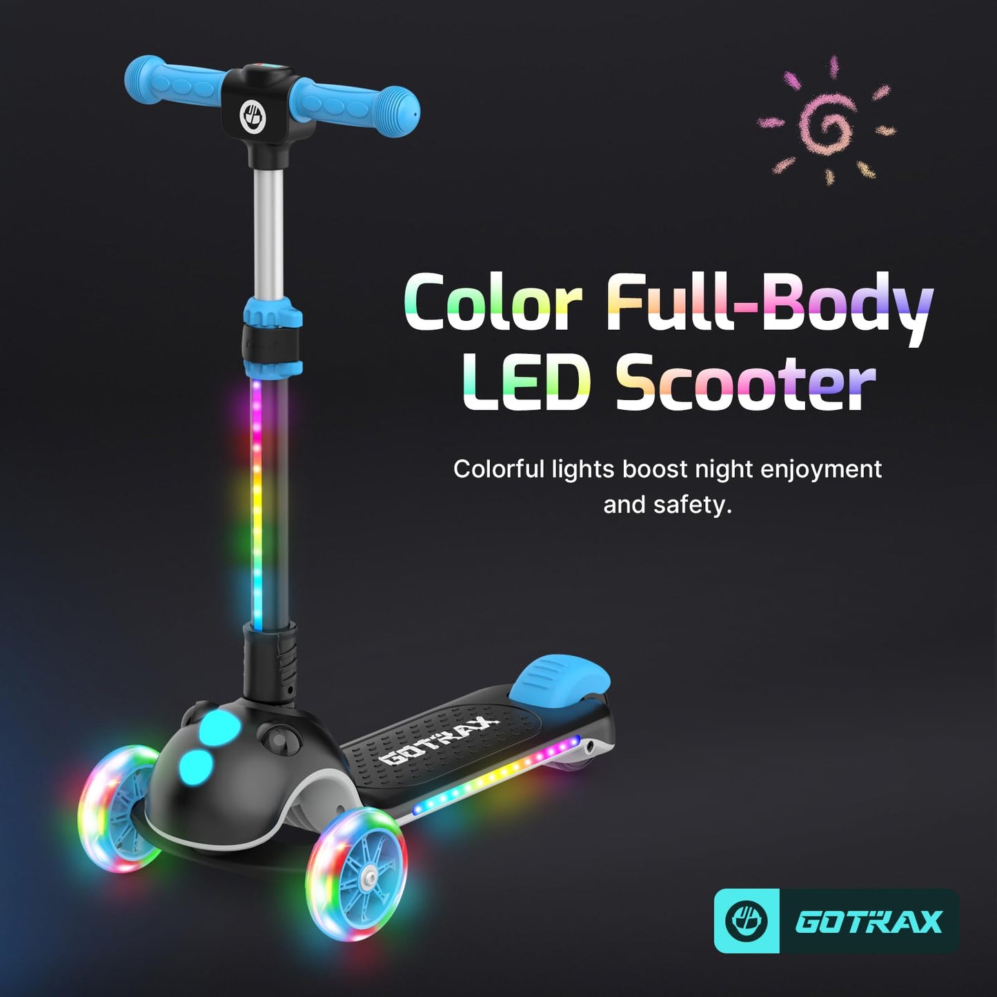 Gotrax SK1 Foldable Electric Scooter, 3 Wheels for Kids Ages 4+, Gifts