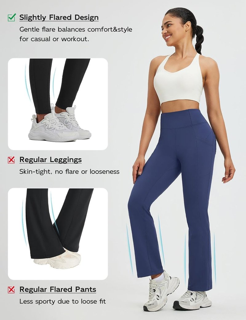 Baleaf Women's Thermal Yoga Pants - Fleece Lined, Water Resistant, Bootcut Flare | Winter Warmth & Pockets