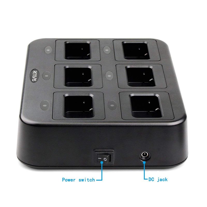 Retevis RT21 H-777S Six-Way Charger, Multi Unit Rapid Gang Charger, Compatible with Retevis RT21 H-777S, RT21V, RT28, RT53 Walkie Talkies and Batteries (1 Pack)
