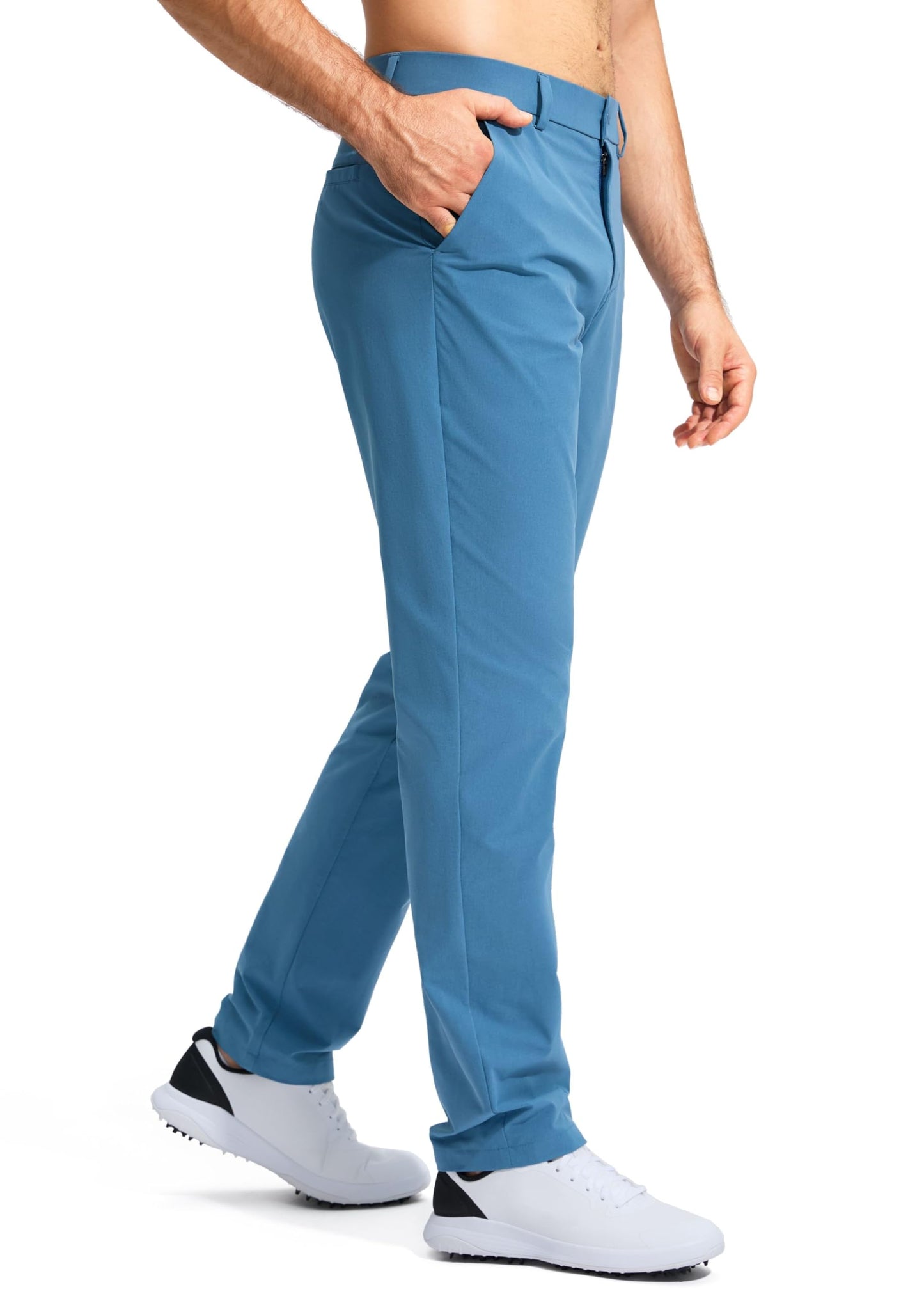 Pudolla Men's Golf Pants Mens Dress Pants Stretch Work Pants 34 Lightweight Quick Dry Slacks Casual Trousers with Pockets(Stone Slab Blue 38Wx34L)