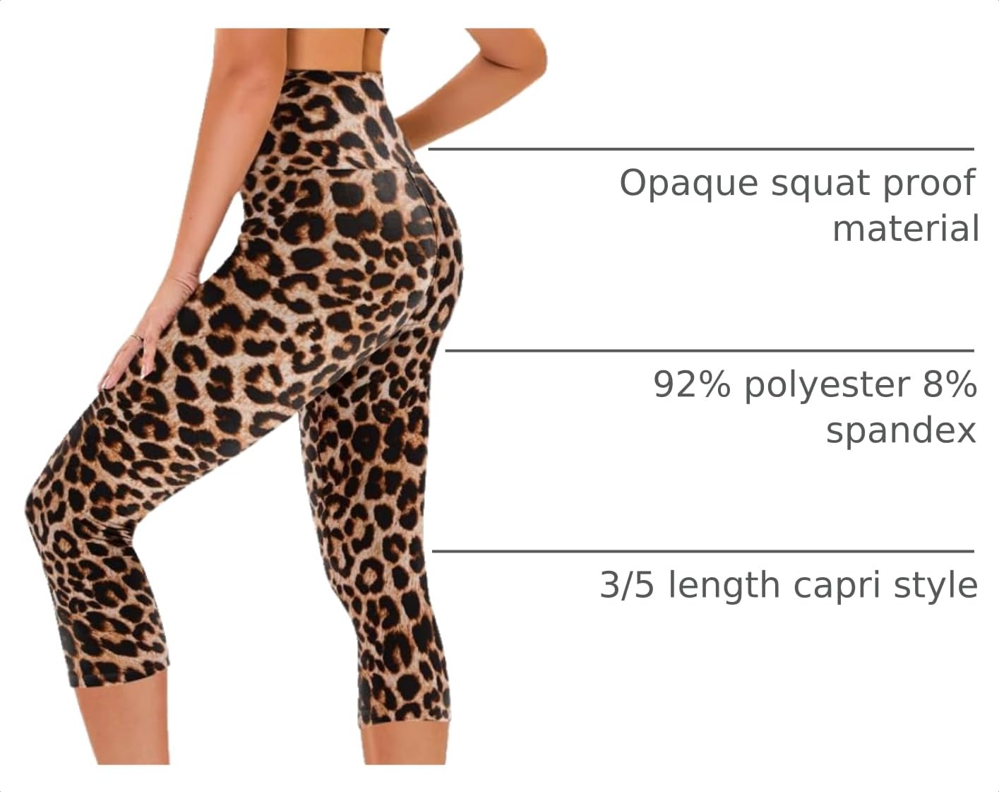 TNNZEET Capri Leggings for Women - Tummy Control Black Leggings with Pockets High Waisted Yoga Pants Workout Cycling Leggings
