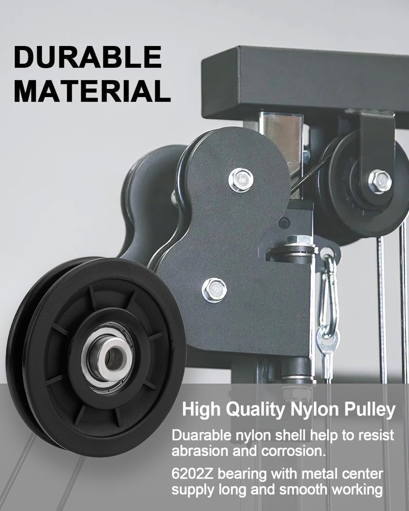 Zepofit Pulley Wheel Bearing 90mm Nylon - Universal Pulleys for Gym Cable Machine Smith Machine Garage Barn Door Parts Weight Lifting System Replacement LAT Pulldown Attachment (6, Silver Center)