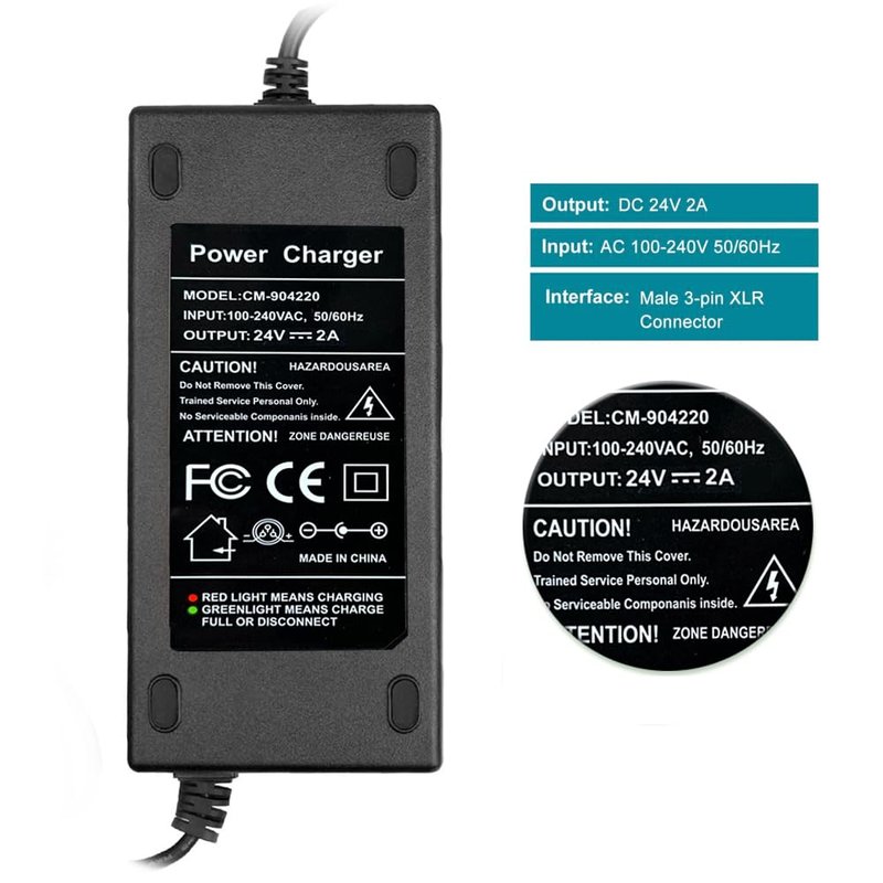24V 2A Electric Scooter Charger, Suitable for Go Go Elite Traveler, Pride Mobility, Jazzy Electric Chair Battery, and Plus Ezip Mountain Trailz 3-pin XLP Connector