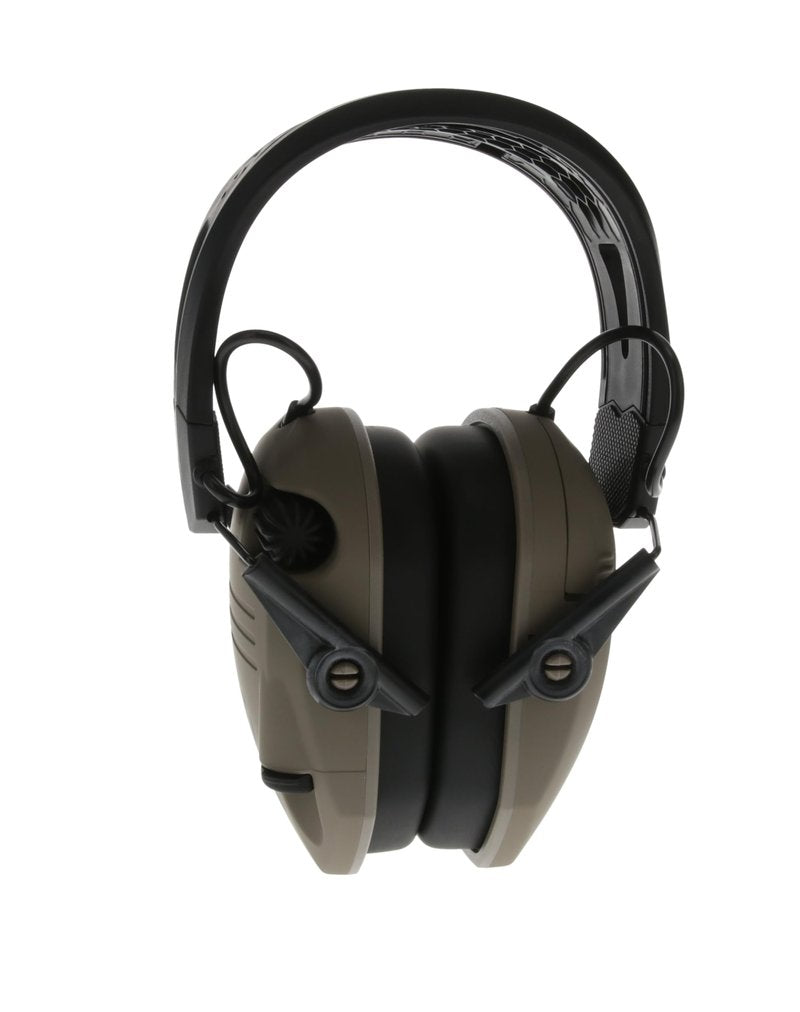 Walker's Razor Tacti-Grip Earmuffs- Flat Dark Earth, High Performance Silicone Composite Slip Free Headband- Natural Sound Clarity Full Dynamic Range 23 NRR, fde